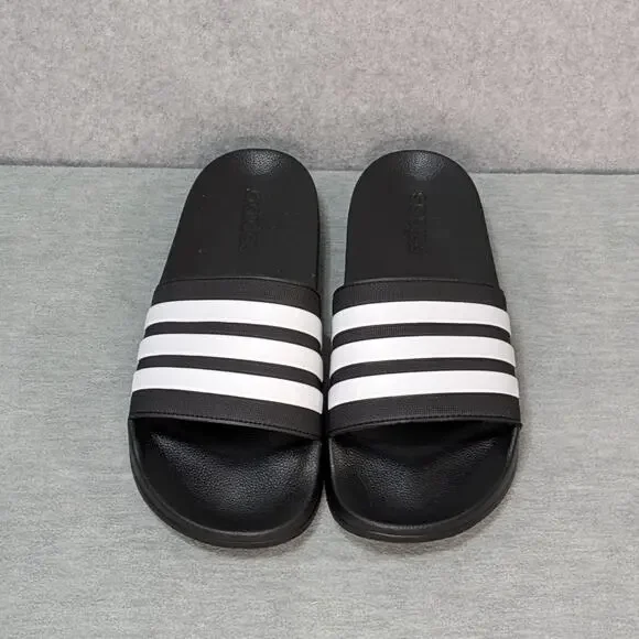 NWOT Adidas Adilette Shower Slip On Sandals Slides Core Black White Mens 11 - Picture 8 of 9